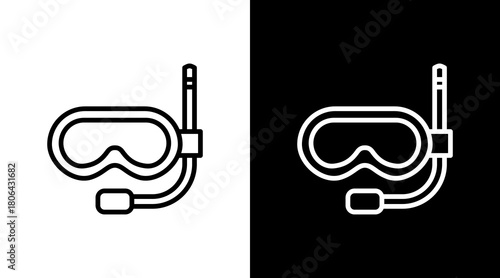 Snorkel Mask  White Icon Set Design