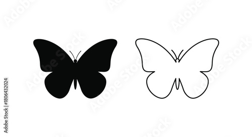 Black and white butterfly illustrations depicting symmetrical wing designs