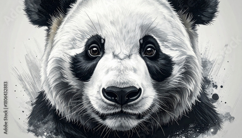 Close-up portrait of a panda with detailed fur texture