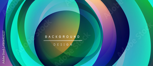 Abstract concentric circles, vibrant colors blend. Modern design, gradient effect, text reads background design. Smooth transitions, dynamic composition.