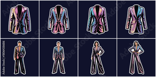 Stylish suits and jackets with transparent background