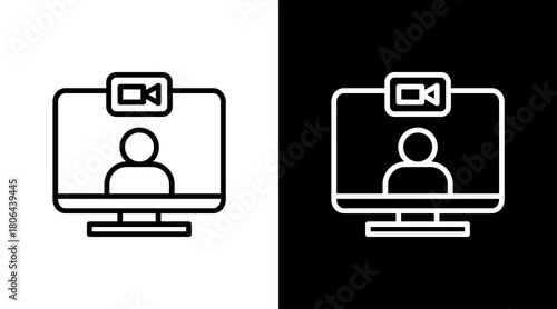 Video Call  White Icon Set Design