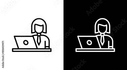 Laptop Desk  White Icon Set Design