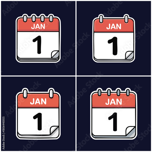 January first calendar with transparent background