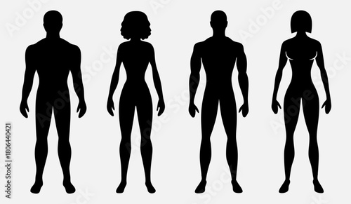 Male and Female Body Silhouette Vector Illustration