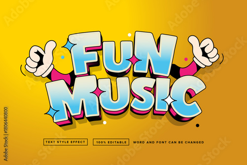Fun Music Editable Text Effect: Retro Cartoon Font with Thumbs Up