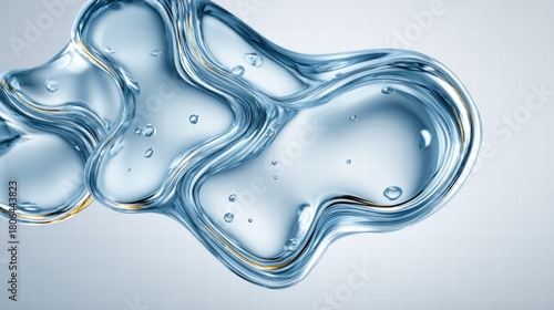 Abstract flowing water shapes with bubbles