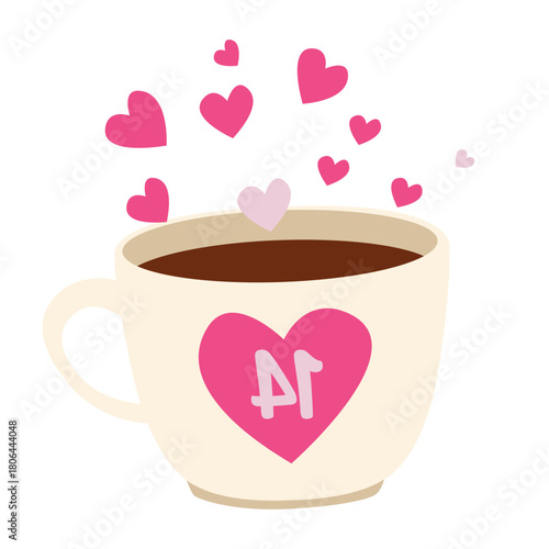 Cute coffee cup with heart and letter M icon, suitable for personalized Valentine’s gifts, social posts, or sweet romantic vibes.