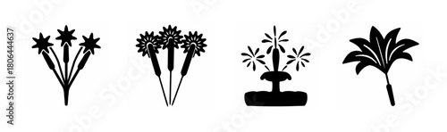 Fireworks and sparkler celebration icons set for festive occasions