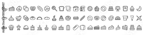 Bakery icon vector set. cooking illustration sign collection. bake symbol. Cake and desert web icons. Bread mark.