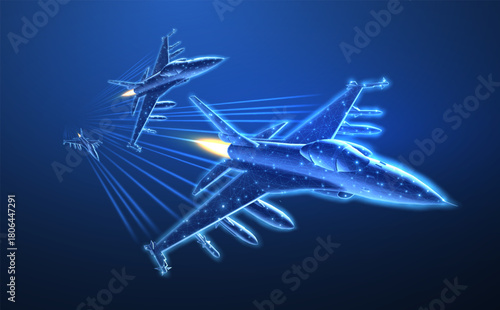 Fighter jet. Military aircraft, Aerospace innovation, AI in Air defense, Bomber plane, Space force, Stealth Fighter Technology, Jet Hypersonic Engines, Advanced Sensor Fusion, Army aviation concept

