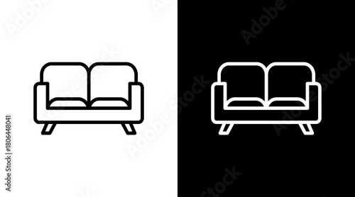Sofa Couch  White Icon Set Design