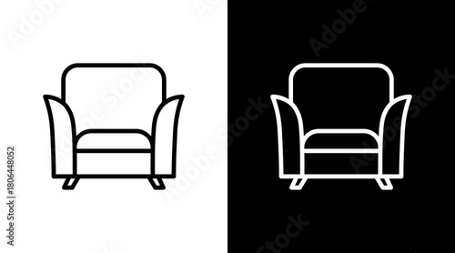 Armchair Seat  White Icon Set Design