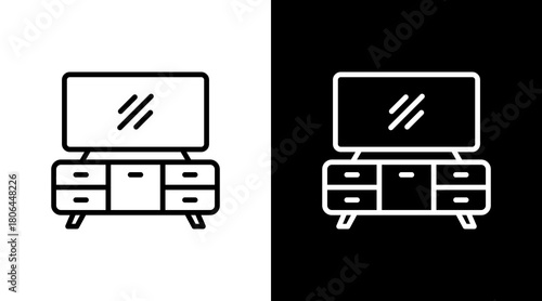 Tv Stand  White Icon Set Design