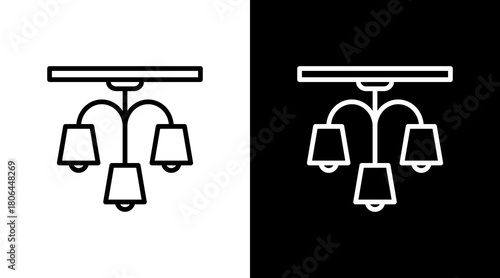 Chandelier Light  White Icon Set Design