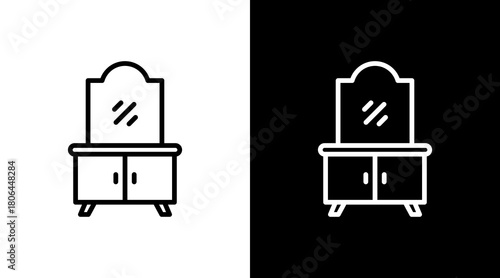 Vanity Table  White Icon Set Design