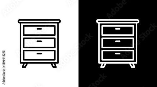 Drawer Chest  White Icon Set Design