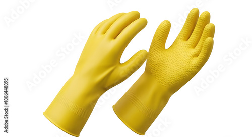 Εκτύπωση καμβά Pair of yellow rubber gloves against a black background