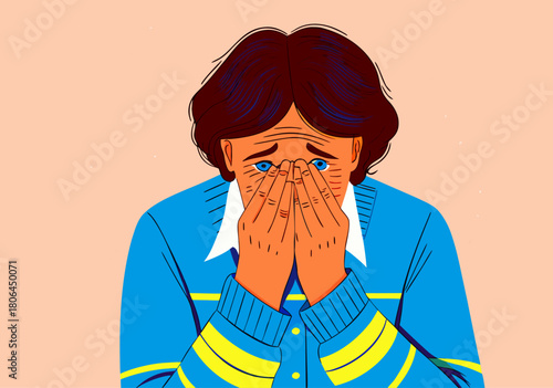 Person Hiding Face in Hands: Symbolizing Stress, Exhaustion, and Mental Strain