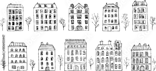 Minimalist architectural line art collection for design and decor