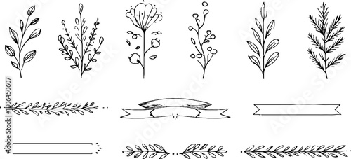 Minimalist line art of banquet borders featuring glasses for elegant design projects