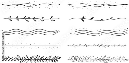 Minimalist line art borders set for design projects and decor