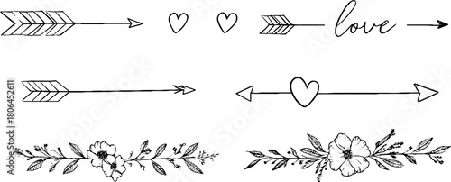 Minimalist line art romantic love banners and floral designs for cards and posters
