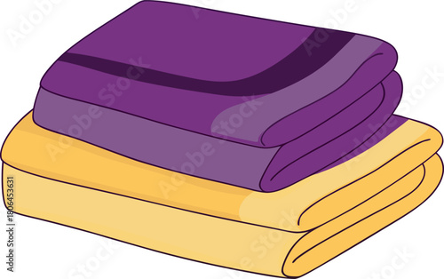 Vector illustration of clean folded laundry towels on white background.