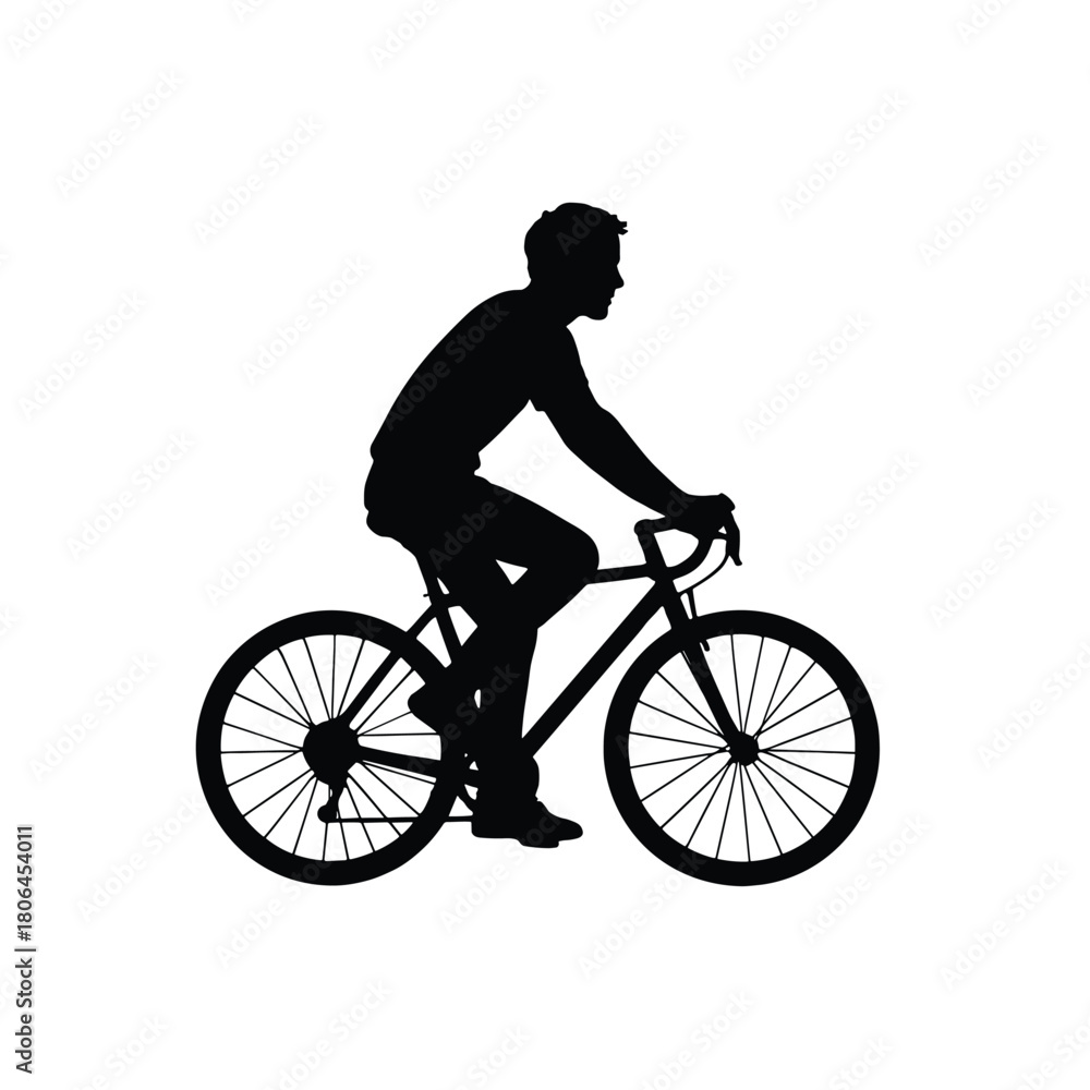 Fototapeta premium Cyclist Riding Bicycle – Active Lifestyle Silhouette Vector