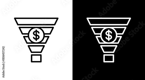 Sales Funnel  White Icon Set Design