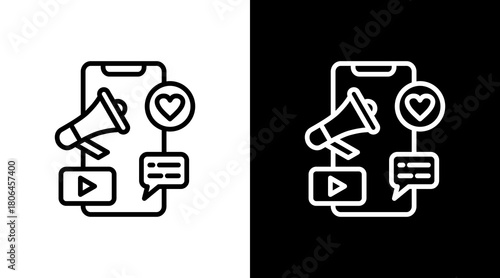 Content Marketing  White Icon Set Design