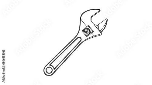 Adjustable wrench outline provides a clear and simple tool illustration for engineering and repair needs