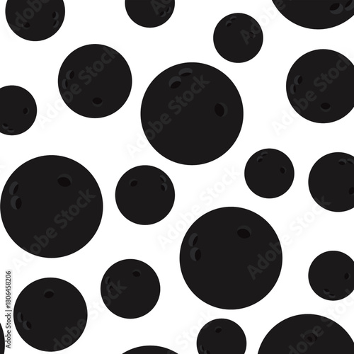 Flat Bowling Ball Vector Pattern. Seamless Bowling Ball Pattern Design. Sports Background ideal for sports designs, backgrounds, packaging, fabric prints, wallpaper