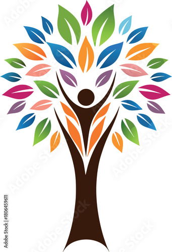 Abstract Tree with Human Silhouette eps