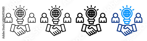 Collaborative Innovation Network Icon Different Style Outline Collection Set