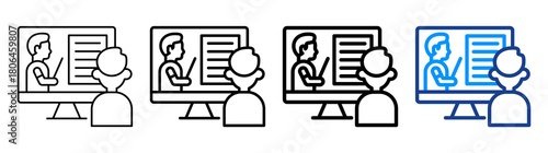 Online Teaching Icon Different Style Outline Collection Set