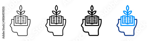 Knowledge Growth Icon Different Style Outline Collection Set