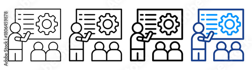 Training Program Icon Different Style Outline Collection Set