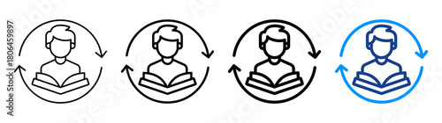 Learning Process Icon Different Style Outline Collection Set