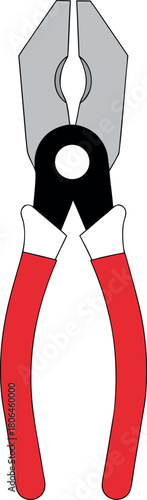 Pliers Tool with Red Handles Isolated on White Background