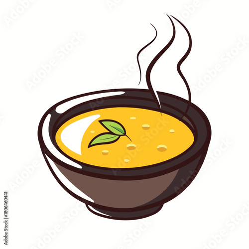 Healthy vegetable soup cooking in a hot kitchen pot for a delicious gourmet meal