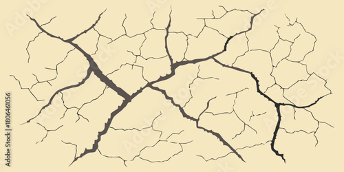 A detailed illustration depicting a network of branching cracks on a pale surface