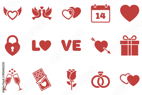 set of valentine icon design template with various models.