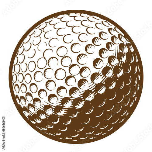 Detailed sketch of a golf ball depicting dimples with a classic vintage style