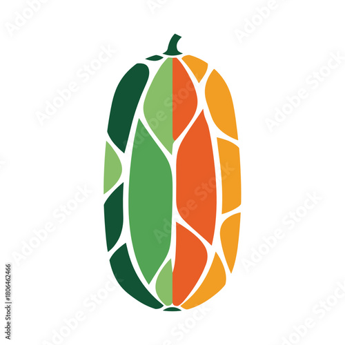 Colorful papaya illustration on white background for tropical fruit concepts