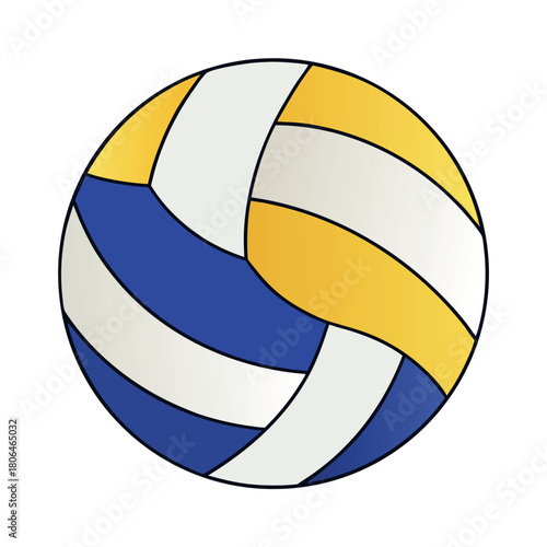 Volleyball: A detailed illustration of a classic volleyball, with its iconic panels of color, ready for action. The graphic captures the essence of the sport.
