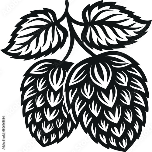 Hop Harvest Icon: A detailed icon of two hop cones with leaves, a classic representation of harvest.