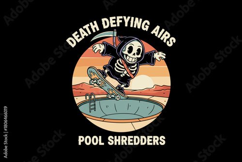 Grim Reaper Skateboarder Performing Death Defying Airs.