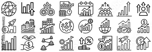 Business Growth and Financial Success Icons Set
