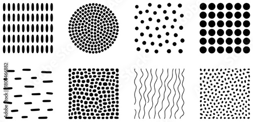Collection of Abstract Black and White Geometric Patterns and Shapes